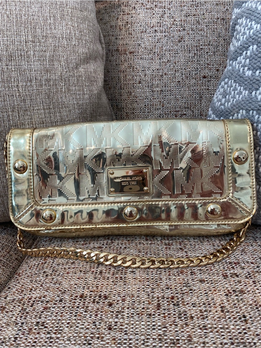 Michael Kors Michael Kors Delancy Mirror Metallic Logo Flap Shoulder Bag